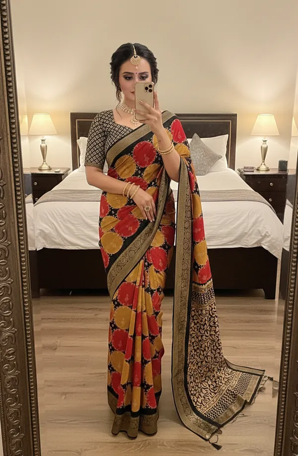 Black_Printed,_Woven_Mysore_Silk_Blend,_Jacquard_Saree