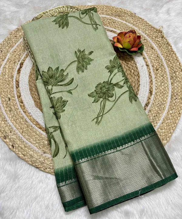 Green_Woven,_Printed_Daily_Wear_Silk_Blend,_Art_Silk_Saree