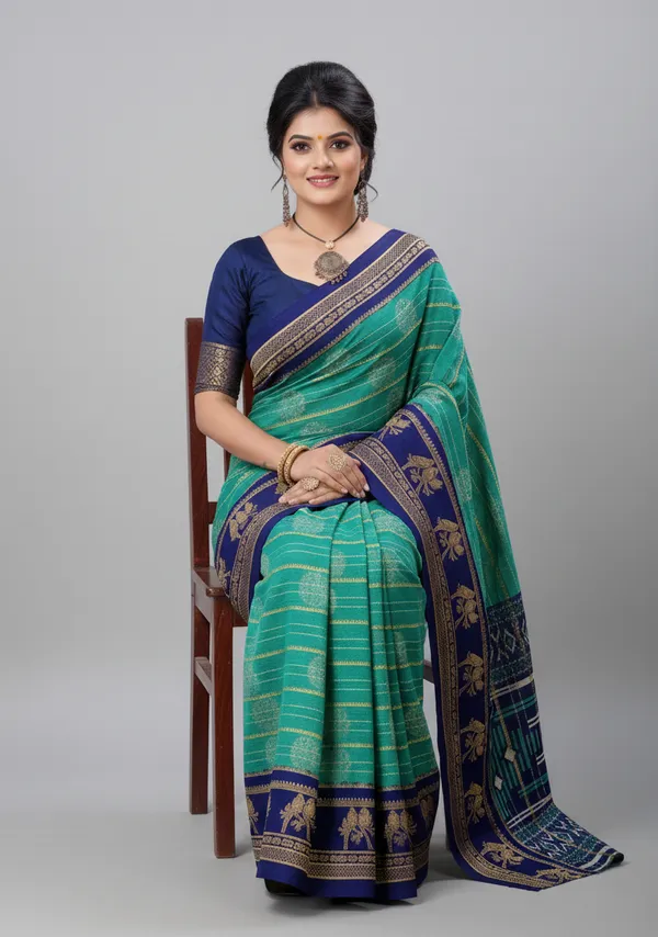 Teal_Printed_Bollywood_Georgette_Saree