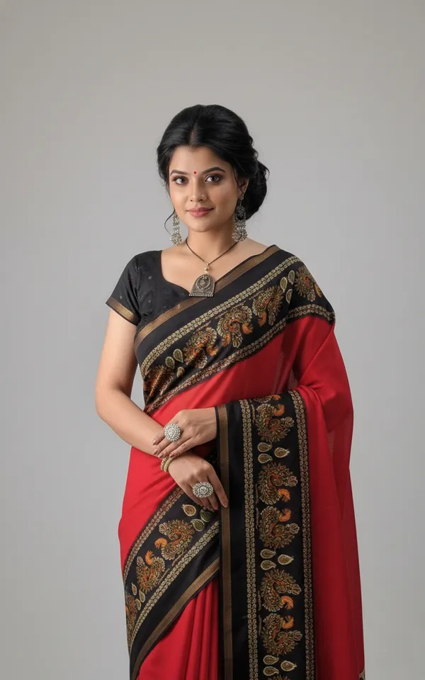 Red_Printed_Kalamkari_Cotton_Silk_Saree