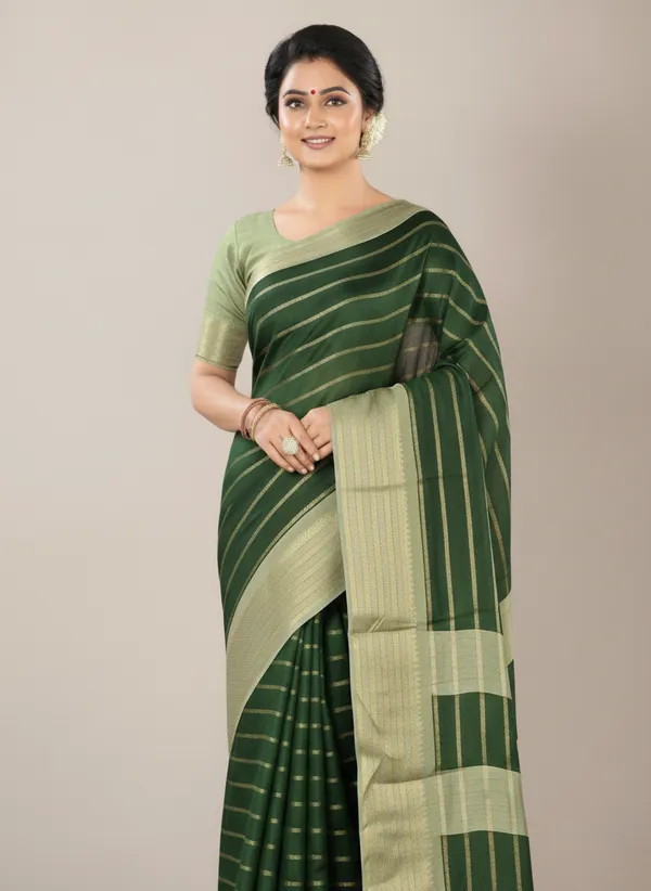 Green_Woven_Manipuri_Jacquard,_Silk_Blend_Saree