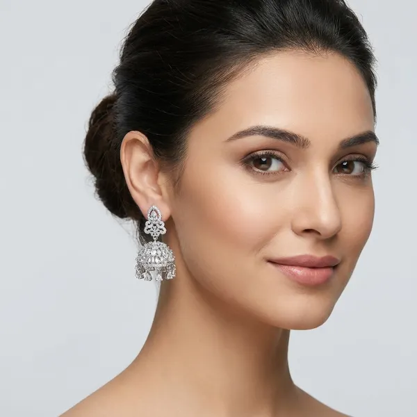 Silver-Toned_Jhumka_Earrings_With_Crystal_Embellishments