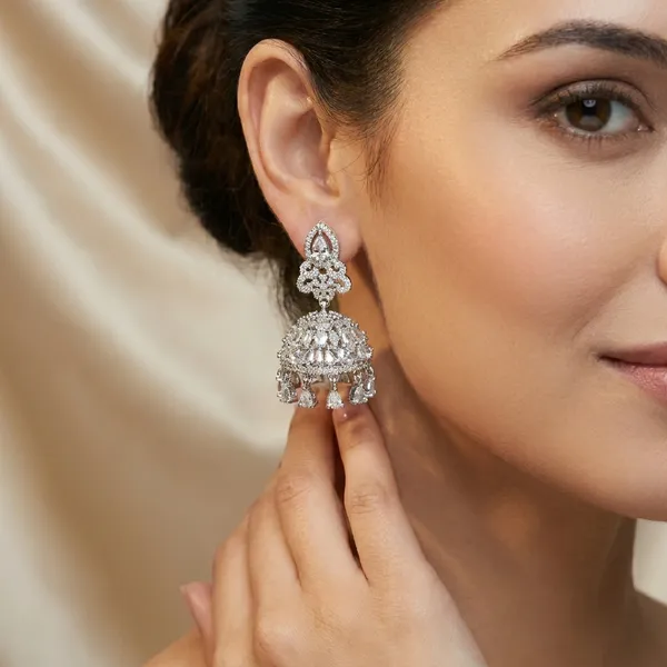 Silver-Toned_Jhumka_Earrings_With_Crystal_Embellishments
