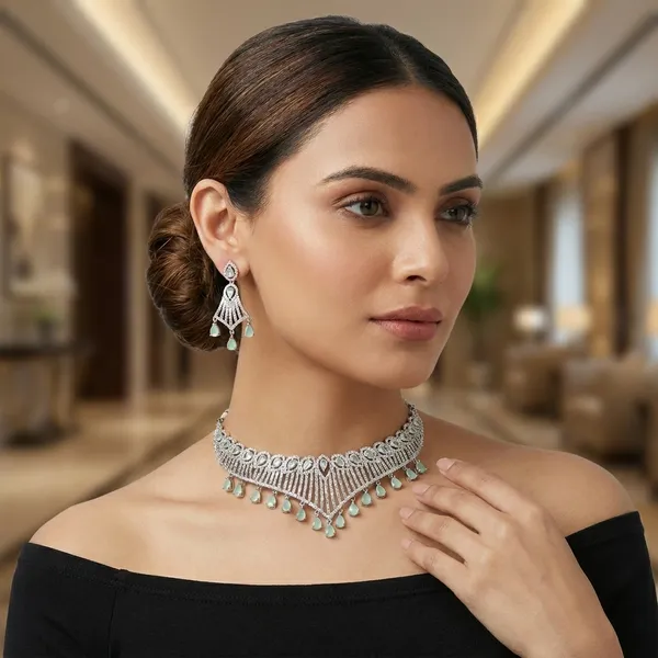 American_Diamond_Necklace_Set_With_Mint_Green_Stones