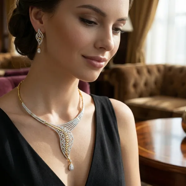 Elegant_Gold-Toned_Crystal-Studded_Necklace_Set_With_Teardrop_Pendant_And_Matching_Earrings