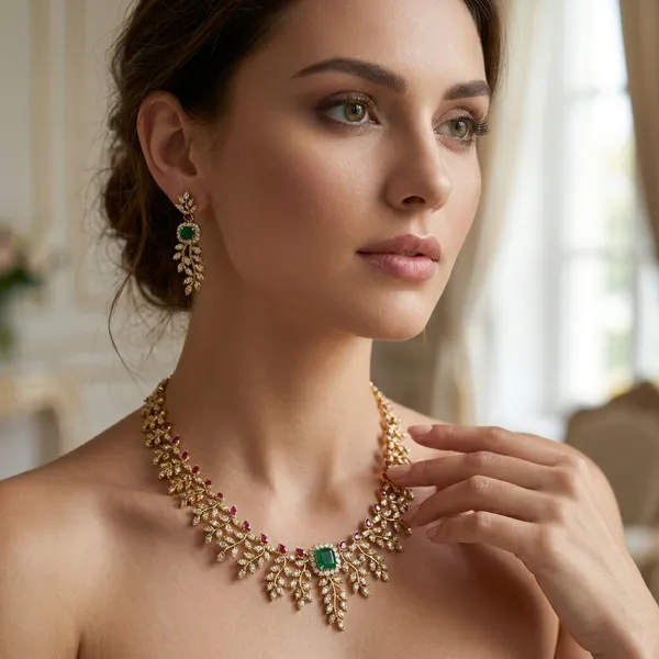 Elegant_Green_Stone_Kundan_Necklace_Set_With_Matching_Earrings