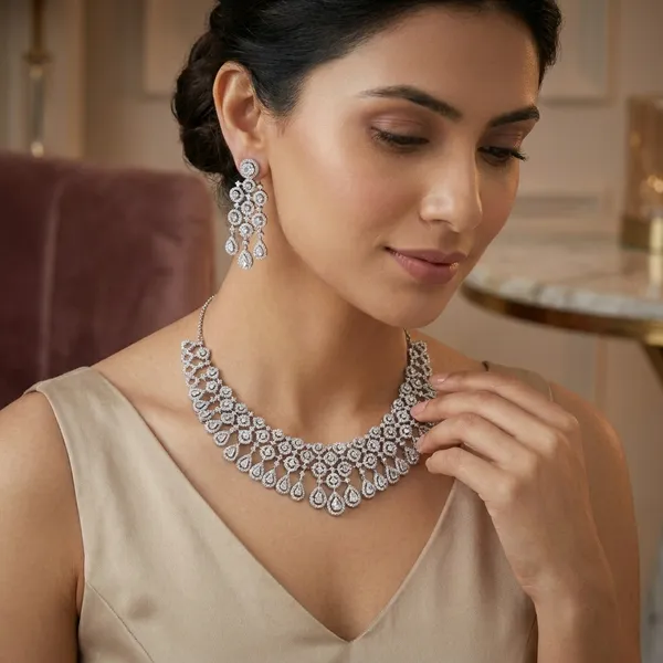 American_Diamond_Bridal_Necklace_Set_With_Earrings_And_Maang_Tikka