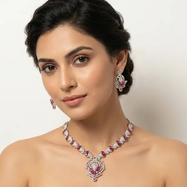 American_Diamond_Necklace_Set_With_Ruby_Stones_And_Matching_Earrings
