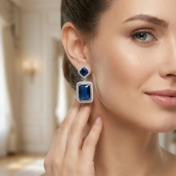 Elegant_Blue_Sapphire_Rectangular_Drop_Earrings