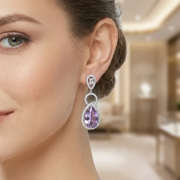 Purple_Crystal_Drop_Earrings_With_Silver-Tone_Finish