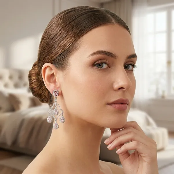 Elegant_Silver-Toned_Chandelier_Earrings_With_Teardrop_Crystal_Stones