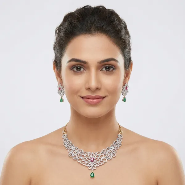Traditional_American_Diamond_Necklace_Set_With_Pink_And_Green_Stone_Accents