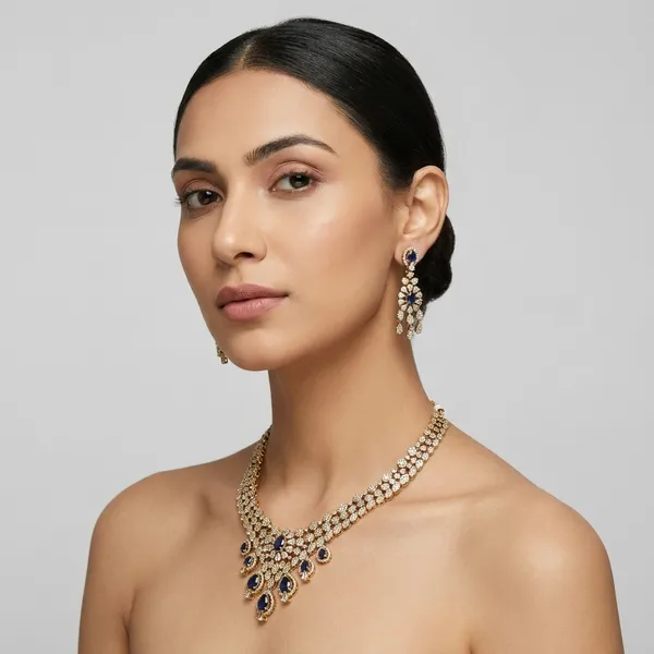 Elegant_Diamond_And_Sapphire_Stone_Necklace_Set_With_Matching_Earrings