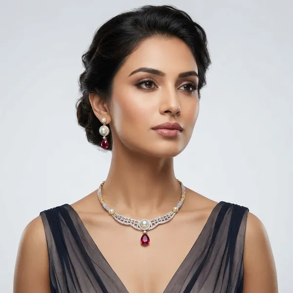 American_Diamond_Necklace_Set_With_Red_Stone_Pendant