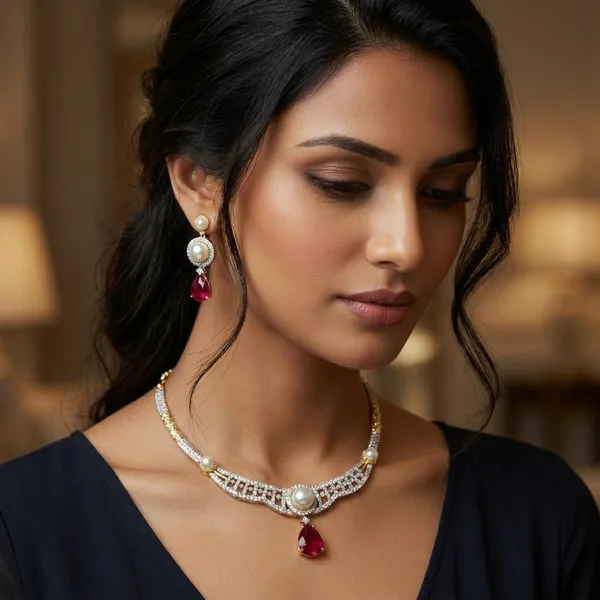American_Diamond_Necklace_Set_With_Red_Stone_Pendant