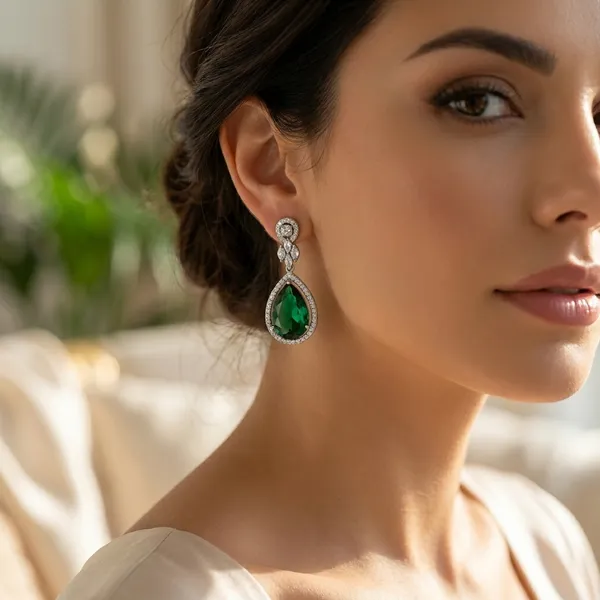Elegant_Green_Stone_Drop_Earrings_With_Antique_Silver_Finish