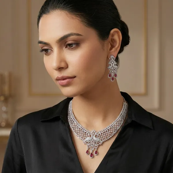 Elegant_American_Diamond_Necklace_Set_With_Ruby_Red_Drops