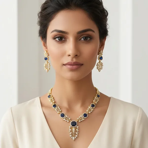 Sapphire_Stone_Floral_Gold-Toned_Necklace_Set_With_Matching_Earrings