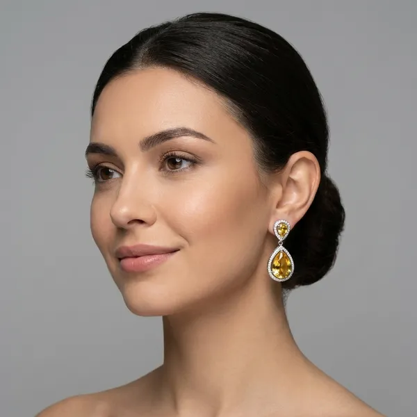 Yellow_Stone_Teardrop_Earrings_With_Pave_Setting