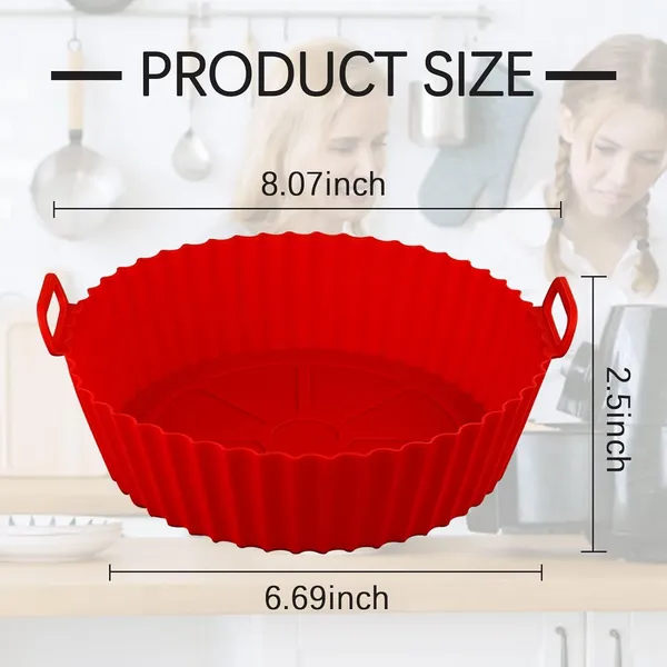 Mix_Washable_Reusable_Silicone_Air_Fryer_Basket_With_Ear_Handles_Nonstick,_Heat-Resistant,_Easy_To_Clean_8"_Any_Colour_Silicone_Tray_For_Air_Fryer_&_Silicone_Air_Fryer_Liner