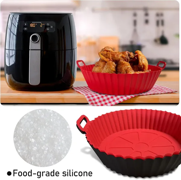 Mix_Washable_Reusable_Silicone_Air_Fryer_Basket_With_Ear_Handles_Nonstick,_Heat-Resistant,_Easy_To_Clean_8"_Any_Colour_Silicone_Tray_For_Air_Fryer_&_Silicone_Air_Fryer_Liner