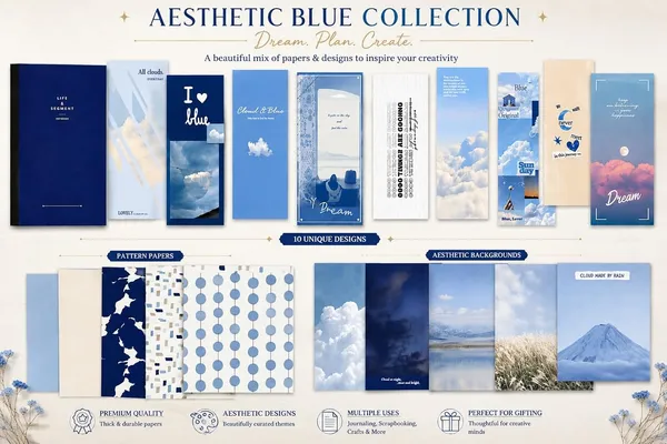 RANDEN_Blue_Journaling_Kit,_346PCS_Vintage_Scrapbook_&_Stationery_Set_with_Aesthetic_Stickers,_Ephemera_Pack_and_Journal_Supplies_for_Bullet_Journals,_Planners,_Albums_&_Creative_Crafts_(WARM_BLUE)