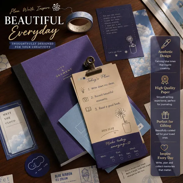 RANDEN_Blue_Journaling_Kit,_346PCS_Vintage_Scrapbook_&_Stationery_Set_with_Aesthetic_Stickers,_Ephemera_Pack_and_Journal_Supplies_for_Bullet_Journals,_Planners,_Albums_&_Creative_Crafts_(WARM_BLUE)