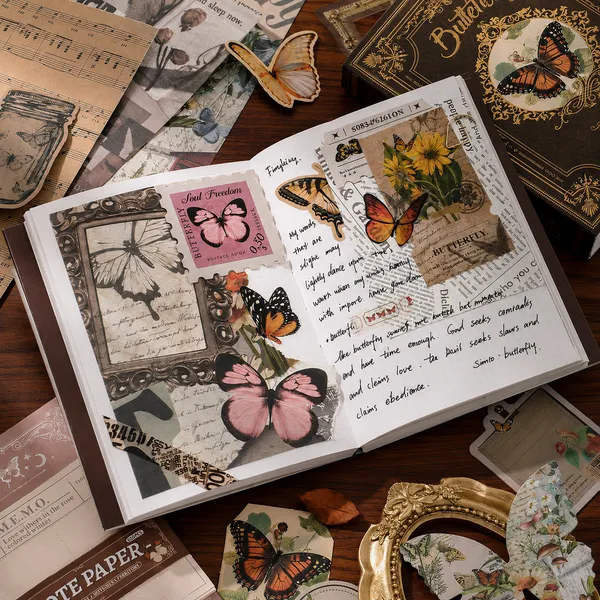RANDEN_Butterfly_Journaling_Kit,_346PCS_Vintage_Scrapbook_&_Stationery_Set_with_Aesthetic_Stickers,_Ephemera_Pack_and_Journal_Supplies_for_Bullet_Journals,_Planners,_Albums_&_Creative_Crafts_(Butterfly)