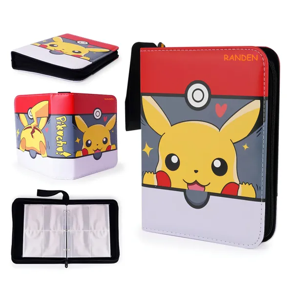 RANDEN_Card_Binder_for_Game_Cards,_400_Pocket_Zipper_Album_with_50_Removable_Sleeves,_Premium_Waterproof_PU_Case_Card_Holder_–_Pokémon_Binder