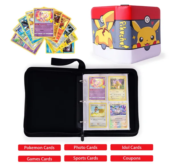 RANDEN_Card_Binder_for_Game_Cards,_400_Pocket_Zipper_Album_with_50_Removable_Sleeves,_Premium_Waterproof_PU_Case_Card_Holder_–_Pokémon_Binder