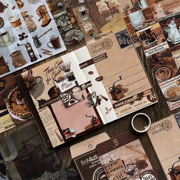 RANDEN_Coffee_Bazar_Journaling_Kit,_346PCS_Vintage_Scrapbook_&_Stationery_Set_with_Aesthetic_Stickers,_Ephemera_Pack_and_Journal_Supplies_for_Bullet_Journals,_Planners,_Albums_&_Creative_Crafts__(COFFEE_BAZAR)