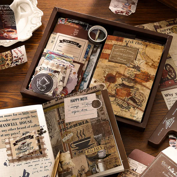 RANDEN_Coffee_Bazar_Journaling_Kit,_346PCS_Vintage_Scrapbook_&_Stationery_Set_with_Aesthetic_Stickers,_Ephemera_Pack_and_Journal_Supplies_for_Bullet_Journals,_Planners,_Albums_&_Creative_Crafts__(COFFEE_BAZAR)