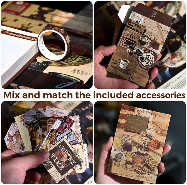 RANDEN_Coffee_Bazar_Journaling_Kit,_346PCS_Vintage_Scrapbook_&_Stationery_Set_with_Aesthetic_Stickers,_Ephemera_Pack_and_Journal_Supplies_for_Bullet_Journals,_Planners,_Albums_&_Creative_Crafts__(COFFEE_BAZAR)
