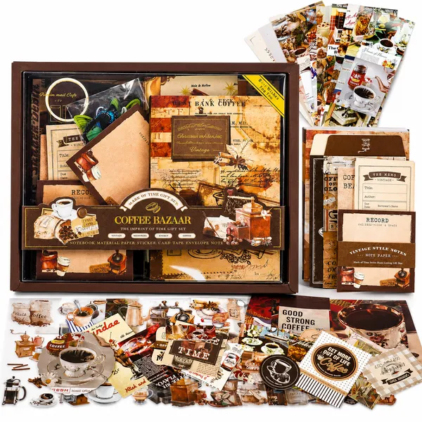RANDEN_Coffee_Bazar_Journaling_Kit,_346PCS_Vintage_Scrapbook_&_Stationery_Set_with_Aesthetic_Stickers,_Ephemera_Pack_and_Journal_Supplies_for_Bullet_Journals,_Planners,_Albums_&_Creative_Crafts__(COFFEE_BAZAR)