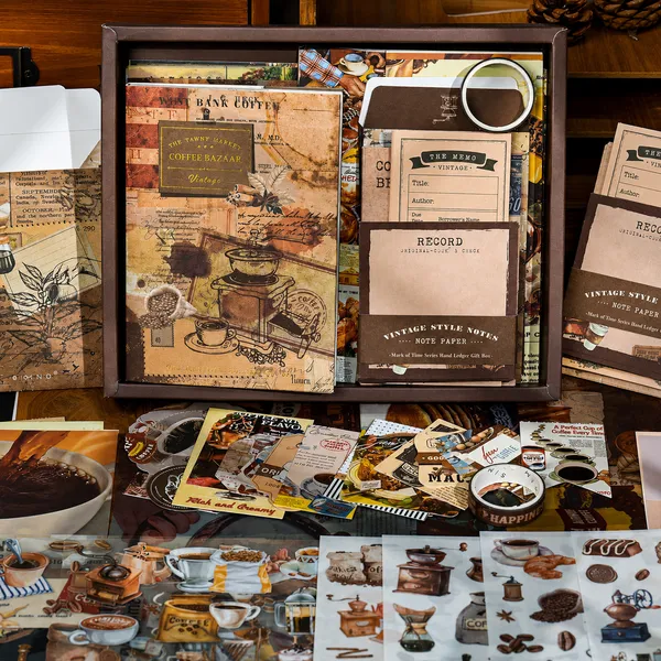 RANDEN_Coffee_Bazar_Journaling_Kit,_346PCS_Vintage_Scrapbook_&_Stationery_Set_with_Aesthetic_Stickers,_Ephemera_Pack_and_Journal_Supplies_for_Bullet_Journals,_Planners,_Albums_&_Creative_Crafts__(COFFEE_BAZAR)