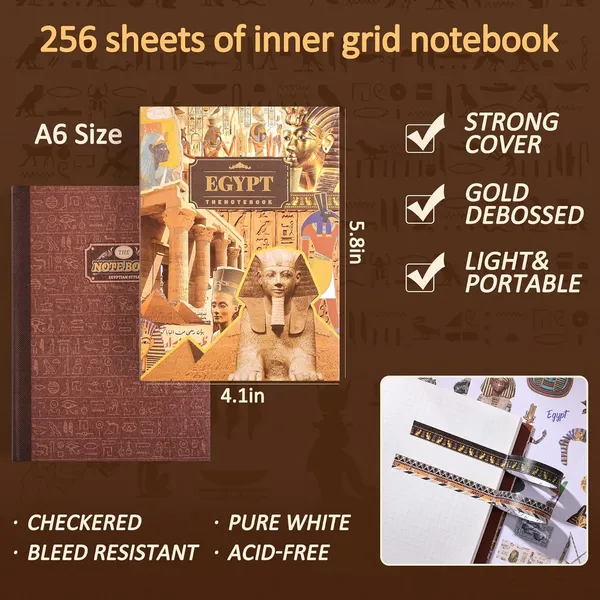 RANDEN_Egypt_Journaling_Kit,_346PCS_Vintage_Scrapbook_&_Stationery_Set_with_Aesthetic_Stickers,_Ephemera_Pack_and_Journal_Supplies_for_Bullet_Journals,_Planners,_Albums_&_Creative_Crafts_(EGYPT)