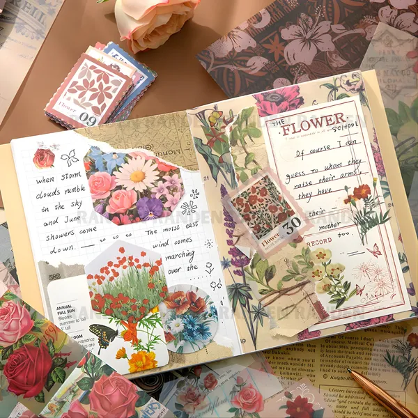 RANDEN_Flower_Journaling_Kit,_346PCS_Vintage_Scrapbook_&_Stationery_Set_with_Aesthetic_Stickers,_Ephemera_Pack_and_Journal_Supplies_for_Bullet_Journals,_Planners,_Albums_&_Creative_Crafts_(FLOWER)