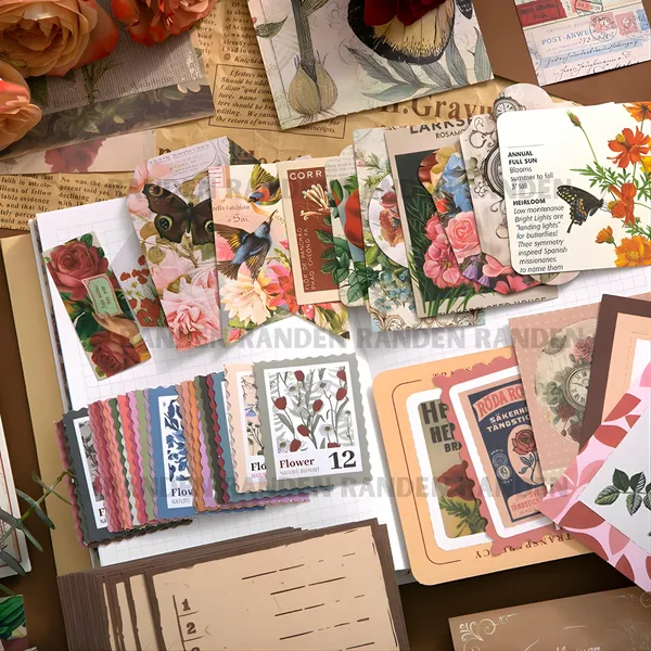 RANDEN_Flower_Journaling_Kit,_346PCS_Vintage_Scrapbook_&_Stationery_Set_with_Aesthetic_Stickers,_Ephemera_Pack_and_Journal_Supplies_for_Bullet_Journals,_Planners,_Albums_&_Creative_Crafts_(FLOWER)