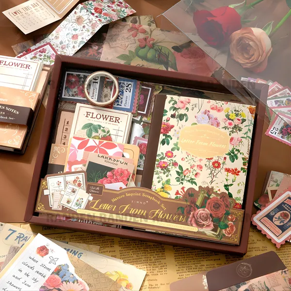 RANDEN_Flower_Journaling_Kit,_346PCS_Vintage_Scrapbook_&_Stationery_Set_with_Aesthetic_Stickers,_Ephemera_Pack_and_Journal_Supplies_for_Bullet_Journals,_Planners,_Albums_&_Creative_Crafts_(FLOWER)