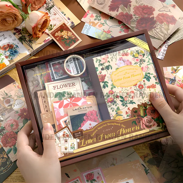 RANDEN_Flower_Journaling_Kit,_346PCS_Vintage_Scrapbook_&_Stationery_Set_with_Aesthetic_Stickers,_Ephemera_Pack_and_Journal_Supplies_for_Bullet_Journals,_Planners,_Albums_&_Creative_Crafts_(FLOWER)
