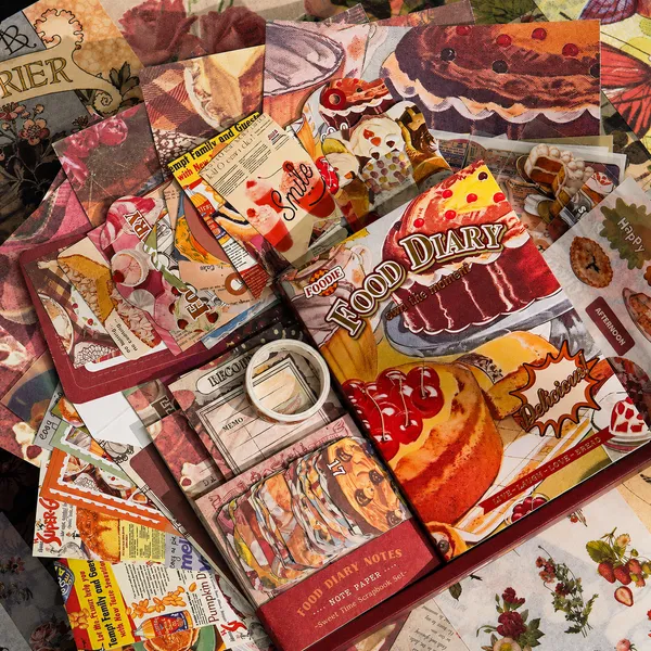 RANDEN_Kitcake_Journaling_Kit,_346PCS_Vintage_Scrapbook_&_Stationery_Set_with_Aesthetic_Stickers,_Ephemera_Pack_and_Journal_Supplies_for_Bullet_Journals,_Planners,_Albums_&_Creative_Crafts_(Food_Diary)
