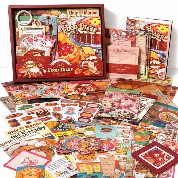 RANDEN_Kitcake_Journaling_Kit,_346PCS_Vintage_Scrapbook_&_Stationery_Set_with_Aesthetic_Stickers,_Ephemera_Pack_and_Journal_Supplies_for_Bullet_Journals,_Planners,_Albums_&_Creative_Crafts_(Food_Diary)
