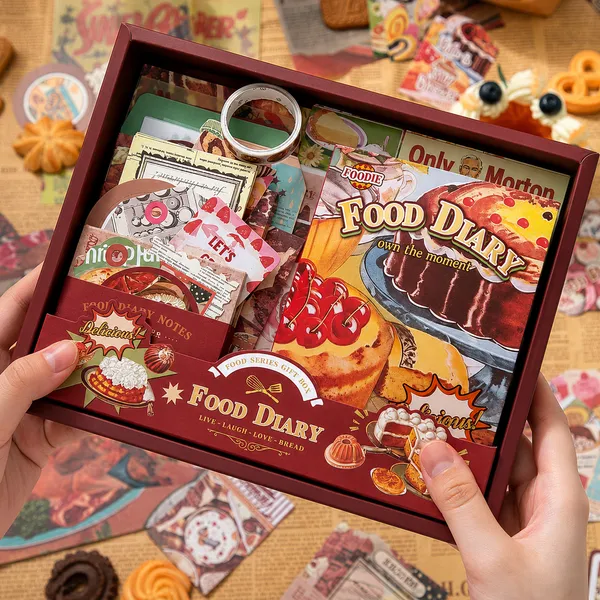 RANDEN_Kitcake_Journaling_Kit,_346PCS_Vintage_Scrapbook_&_Stationery_Set_with_Aesthetic_Stickers,_Ephemera_Pack_and_Journal_Supplies_for_Bullet_Journals,_Planners,_Albums_&_Creative_Crafts_(Food_Diary)