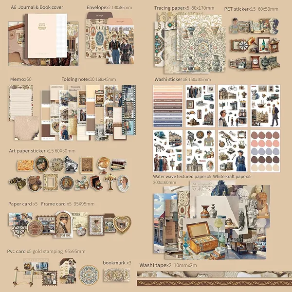RANDEN_Museum_Journaling_Kit,_346PCS_Vintage_Scrapbook_&_Stationery_Set_with_Aesthetic_Stickers,_Ephemera_Pack_and_Journal_Supplies_for_Bullet_Journals,_Planners,_Albums_&_Creative_Crafts_(MUSEUM)