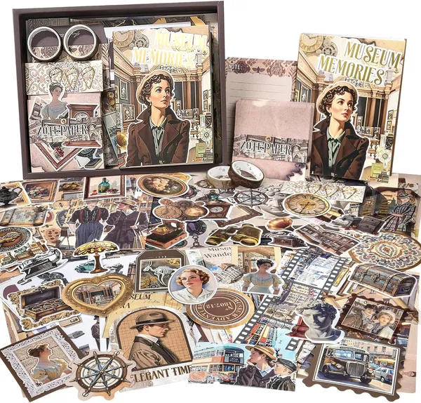 RANDEN_Museum_Journaling_Kit,_346PCS_Vintage_Scrapbook_&_Stationery_Set_with_Aesthetic_Stickers,_Ephemera_Pack_and_Journal_Supplies_for_Bullet_Journals,_Planners,_Albums_&_Creative_Crafts_(MUSEUM)