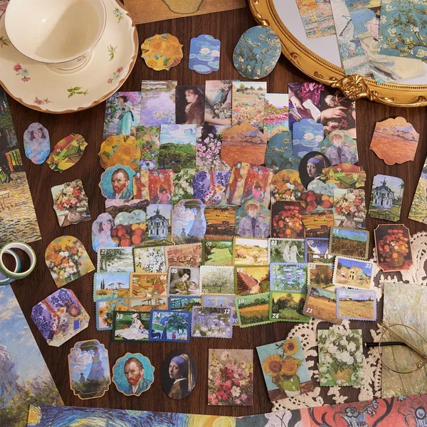 RANDEN_Oil_Painting_Journaling_Kit,_346PCS_Vintage_Scrapbook_&_Stationery_Set_with_Aesthetic_Stickers,_Ephemera_Pack_and_Journal_Supplies_for_Bullet_Journals,_Planners,_Albums_&_Creative_Crafts_(Oil_Painting)