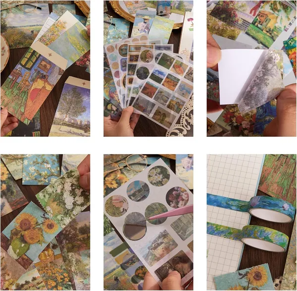 RANDEN_Oil_Painting_Journaling_Kit,_346PCS_Vintage_Scrapbook_&_Stationery_Set_with_Aesthetic_Stickers,_Ephemera_Pack_and_Journal_Supplies_for_Bullet_Journals,_Planners,_Albums_&_Creative_Crafts_(Oil_Painting)