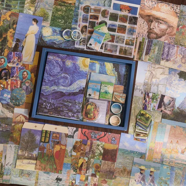 RANDEN_Oil_Painting_Journaling_Kit,_346PCS_Vintage_Scrapbook_&_Stationery_Set_with_Aesthetic_Stickers,_Ephemera_Pack_and_Journal_Supplies_for_Bullet_Journals,_Planners,_Albums_&_Creative_Crafts_(Oil_Painting)
