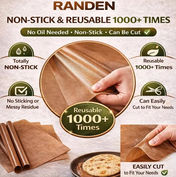 RANDEN_Reusable_Teflon_Baking_&_Cooking_Mat_–_Heat_Resistant,_Non-Stick,_Waterproof_Sheet_for_Akki_Roti,_Obbattu,_Chappathi,_Puran_Poli,_BBQ_&_More_baking_essentials