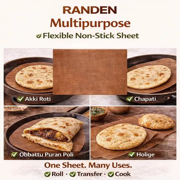 RANDEN_Reusable_Teflon_Baking_&_Cooking_Mat_–_Heat_Resistant,_Non-Stick,_Waterproof_Sheet_for_Akki_Roti,_Obbattu,_Chappathi,_Puran_Poli,_BBQ_&_More_baking_essentials